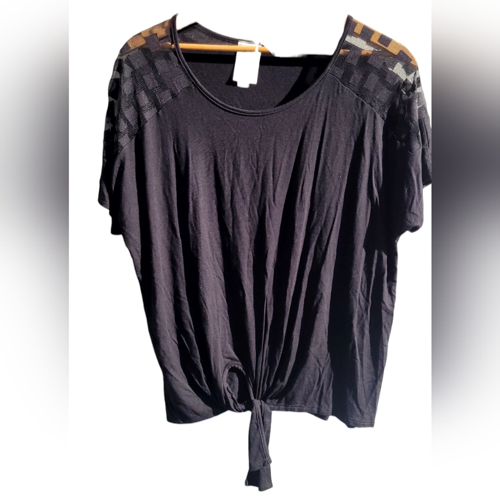 VoCal Tee Shirt, Black, Tie Bottom, Size Large